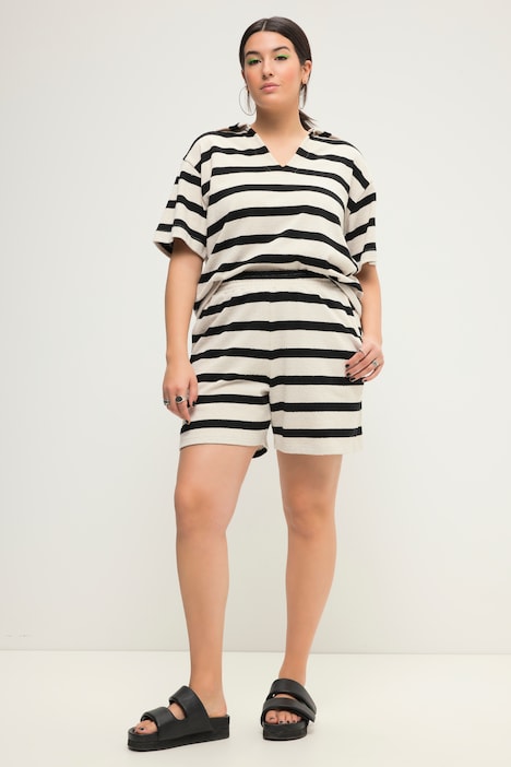 Jersey-Shorts, Loose Fit, Ringel, Elastikbund