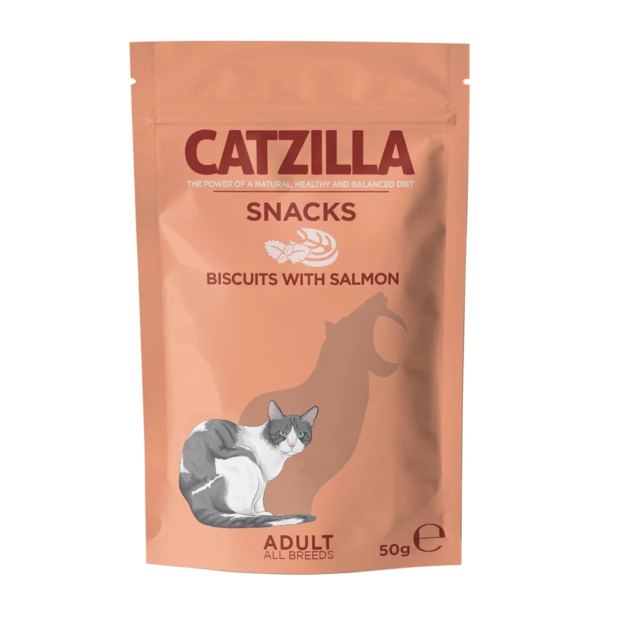 Biscoitos Catzilla Piccolinis de Salmão e Catnip para Gatos