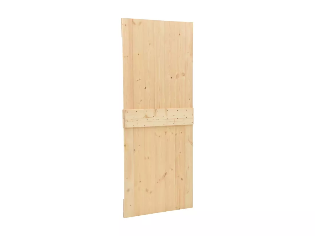 Porte coulissante avec kit de quincaillerie 90x210cm Pin massif