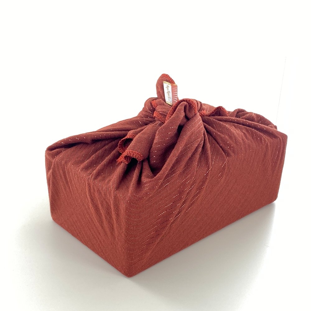 Furoshiki Moyen 48 X 48 Cm Gaze Lurex Terracotta