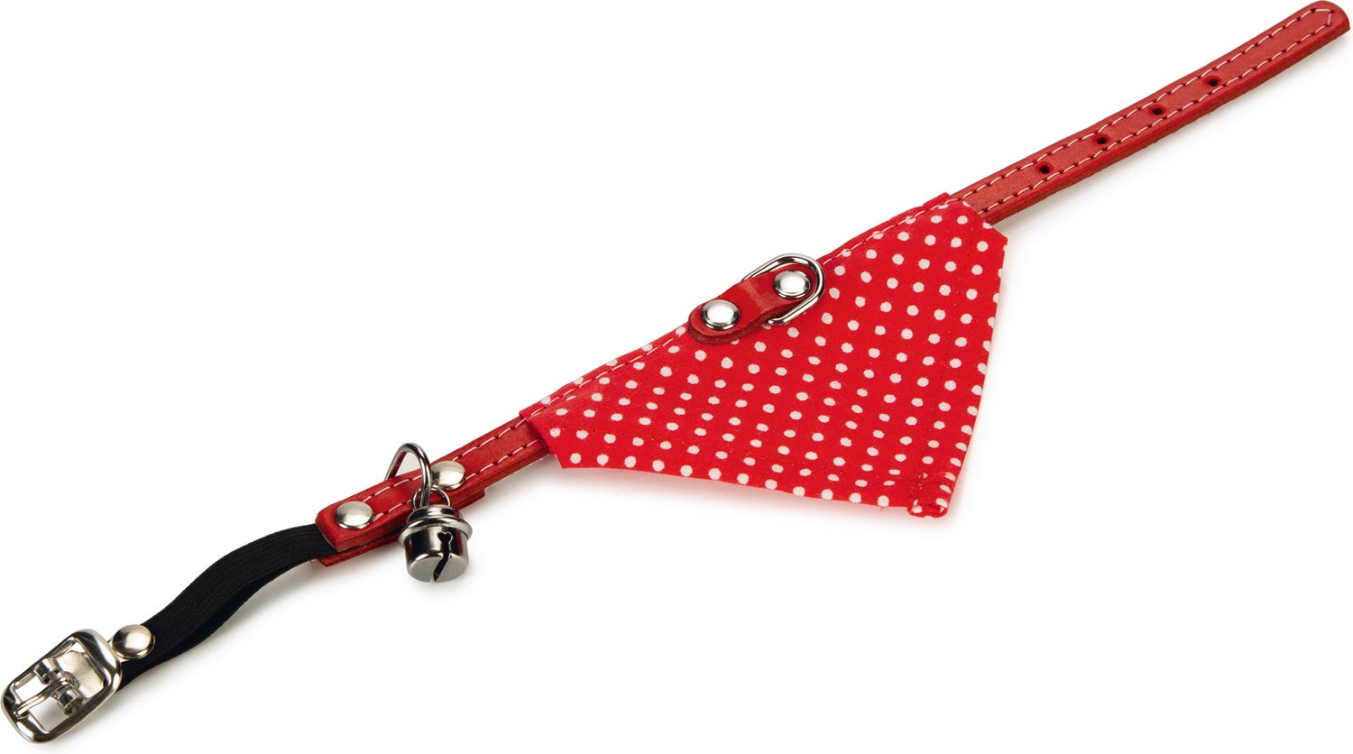 Beeztees kattenhalsband met bel en doek rood 23 - 27 cm