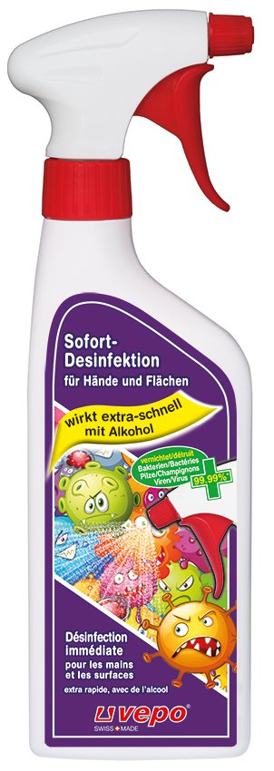 VEPO Sofort Desinfektion<br>500 ml, Spray, flüssig, für Hände und Flächen