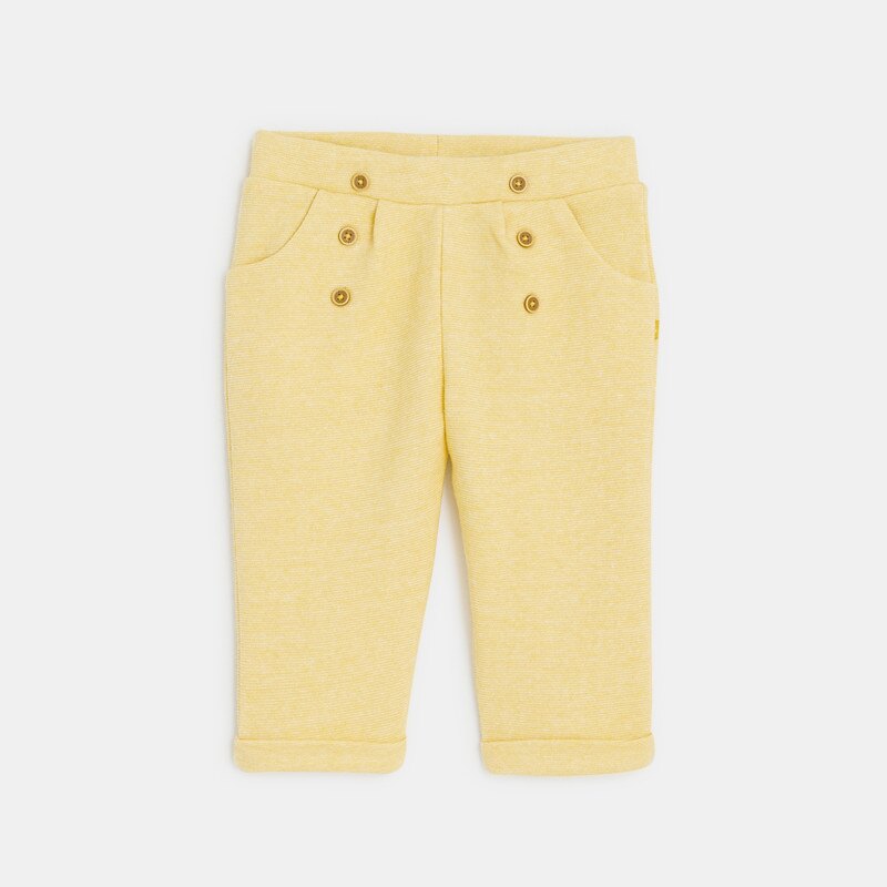Pantalon à pois fantaisie effet pont jaune bébé fille Jaune