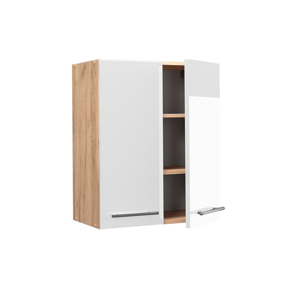 Vicco Hängeschrank Küchenschrank Küchenmöbel Fame-Line Eiche Weiß modern 60 cm Küche Einbauküche Hängeschrank Drehtür Einlegeboden Küchenzeile Hochglanz