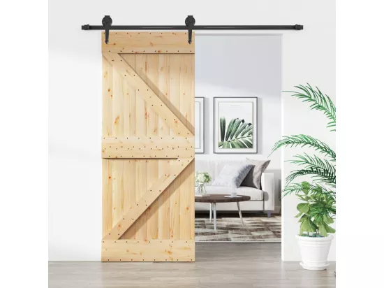 Porte coulissante et kit de quincaillerie 85x210 cm pin massif