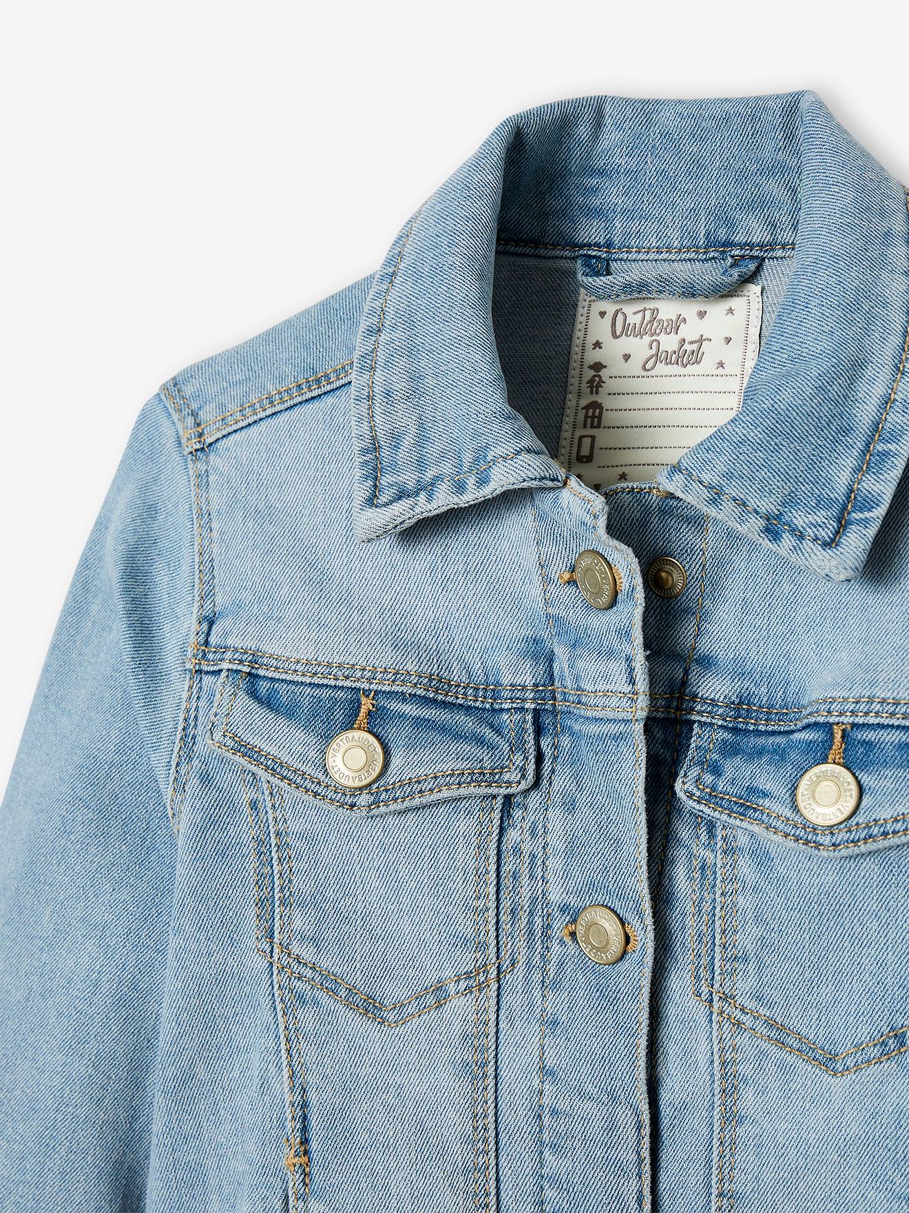 Jaqueta jeans personalizável para meninas, cor pedra
