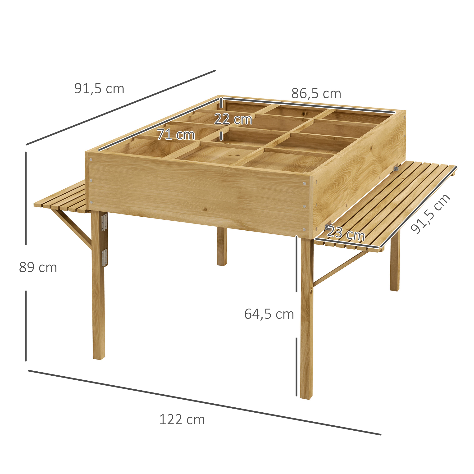 Mesa de cultivo Outsunny em madeira natural