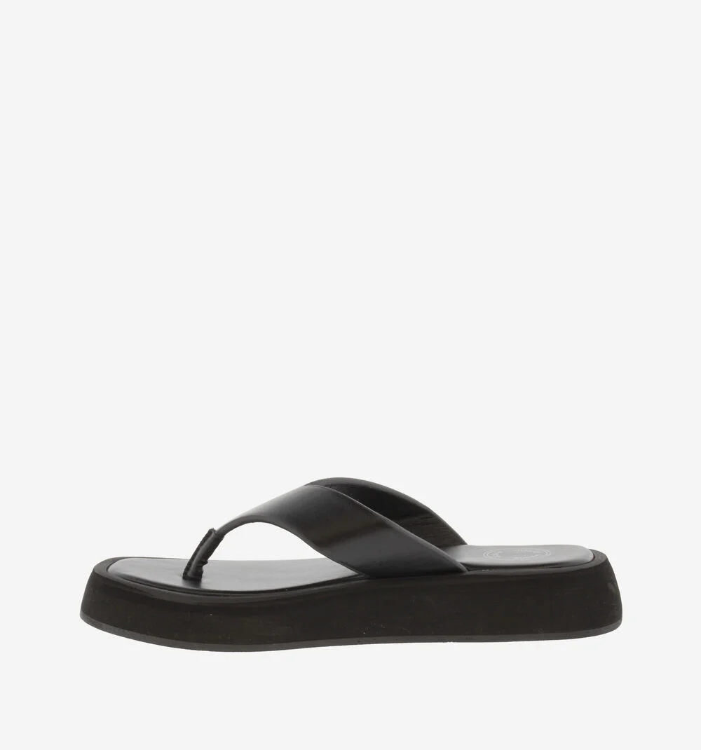 SAL SANDALE EFFET CUIR Tongs noires pour femme NEGRO