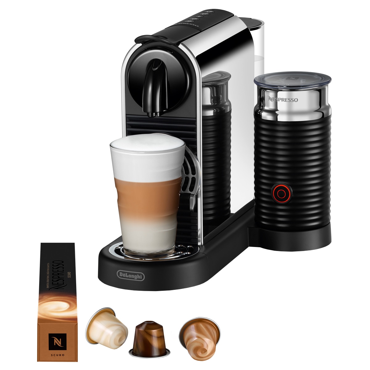 Nespresso CitiZ & Milk kaffemaskin av Delonghi EN330M (plat. stål)