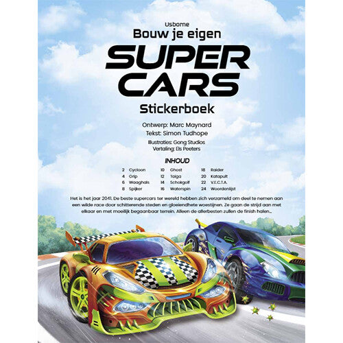 Uitgeverij usborne stickerboek supercars