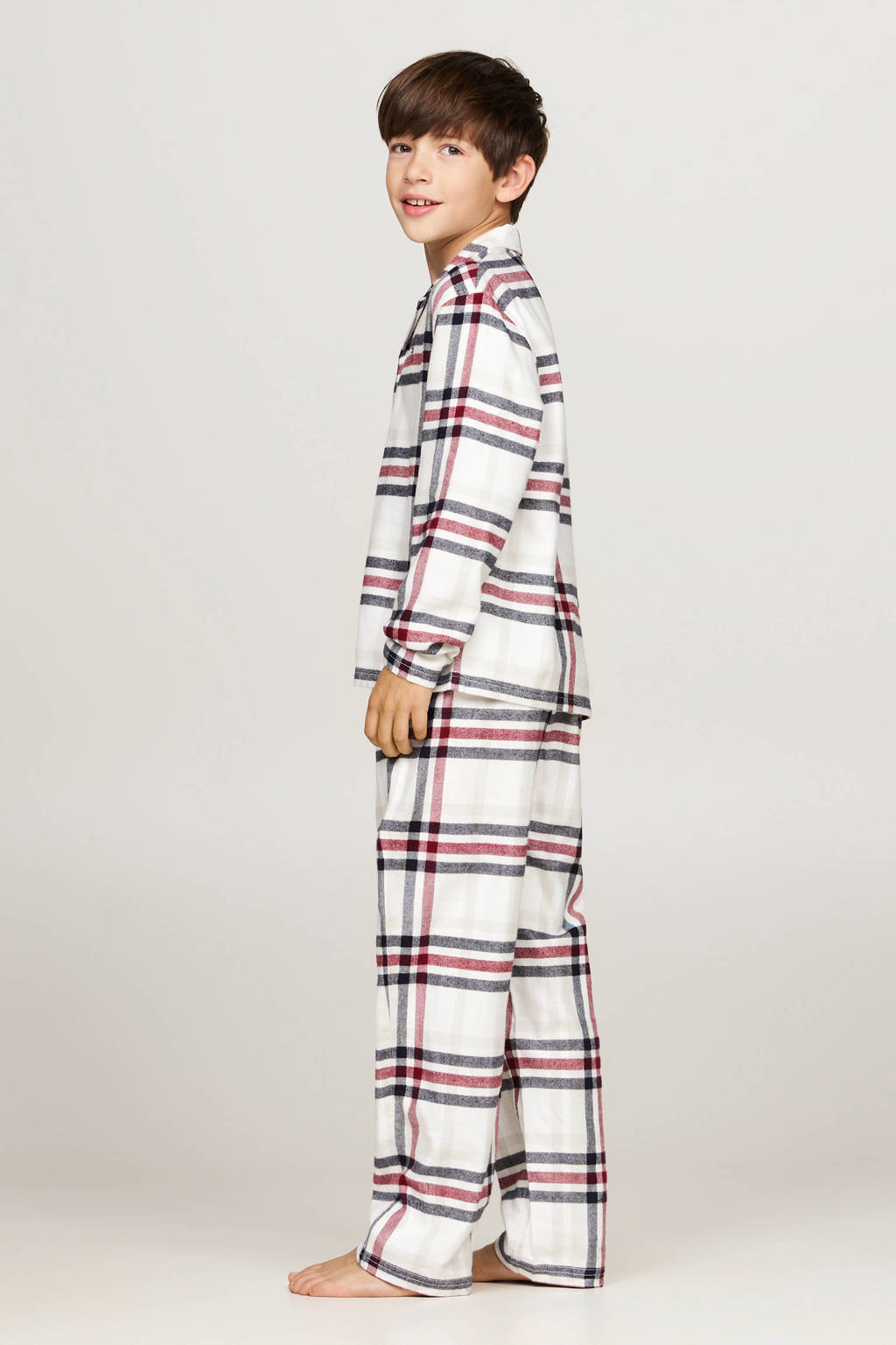 Tommy Hilfiger geruite pyjama ecru/donkerblauw/rood