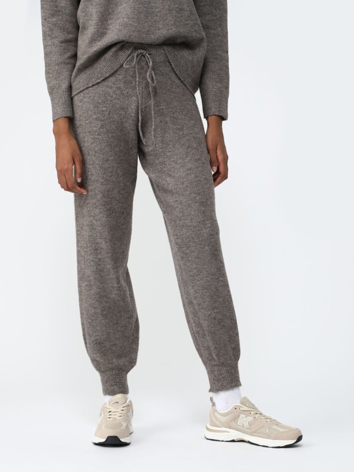 Calça jogger de malha - Marrom Taupe