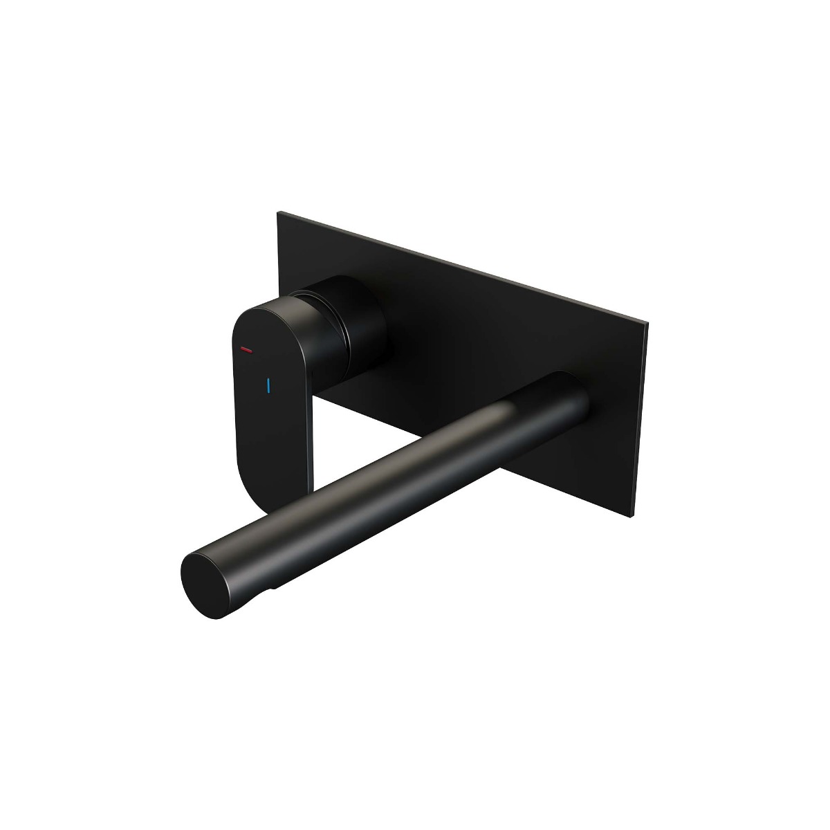 Brauer Black Edition ColdStart wastafelkraan inbouw rechte uitloop met achterplaat model C2 zwart mat