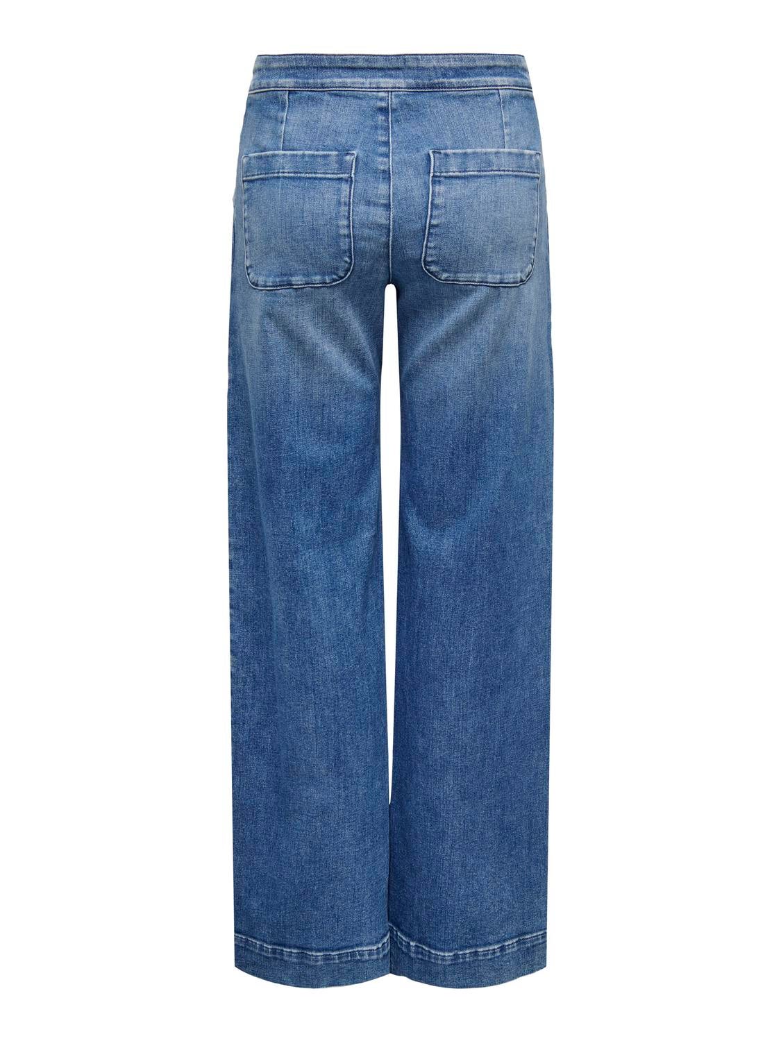 ONLMADISON Hohe Taille Weiter Beinschnitt Jeans Medium Blue Denim