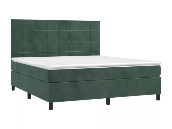 Sommier tapissier matelas et LED Vert foncé 180x200 cm Velours