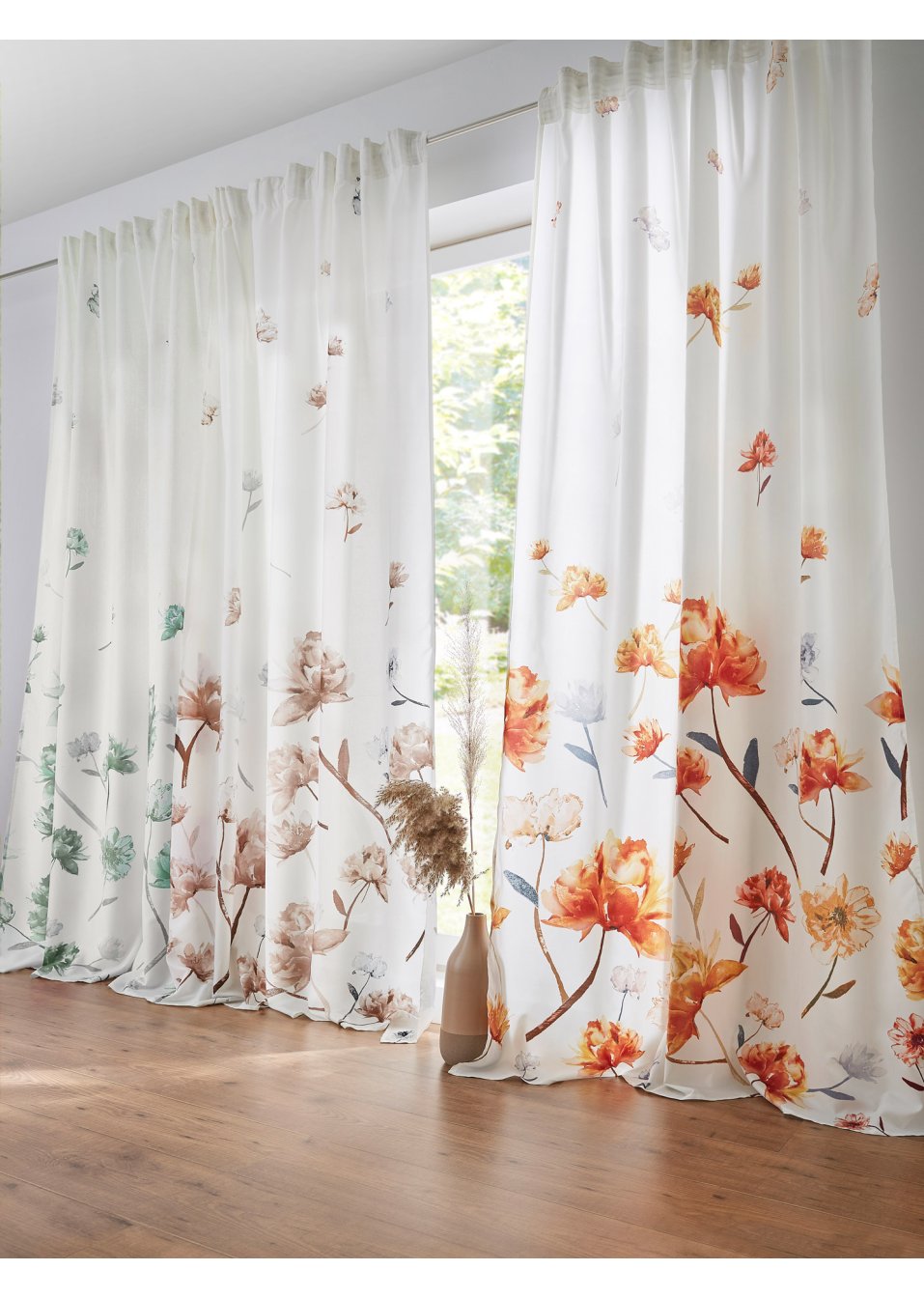 Rideau microfibre à imprimé floral (1 pce)