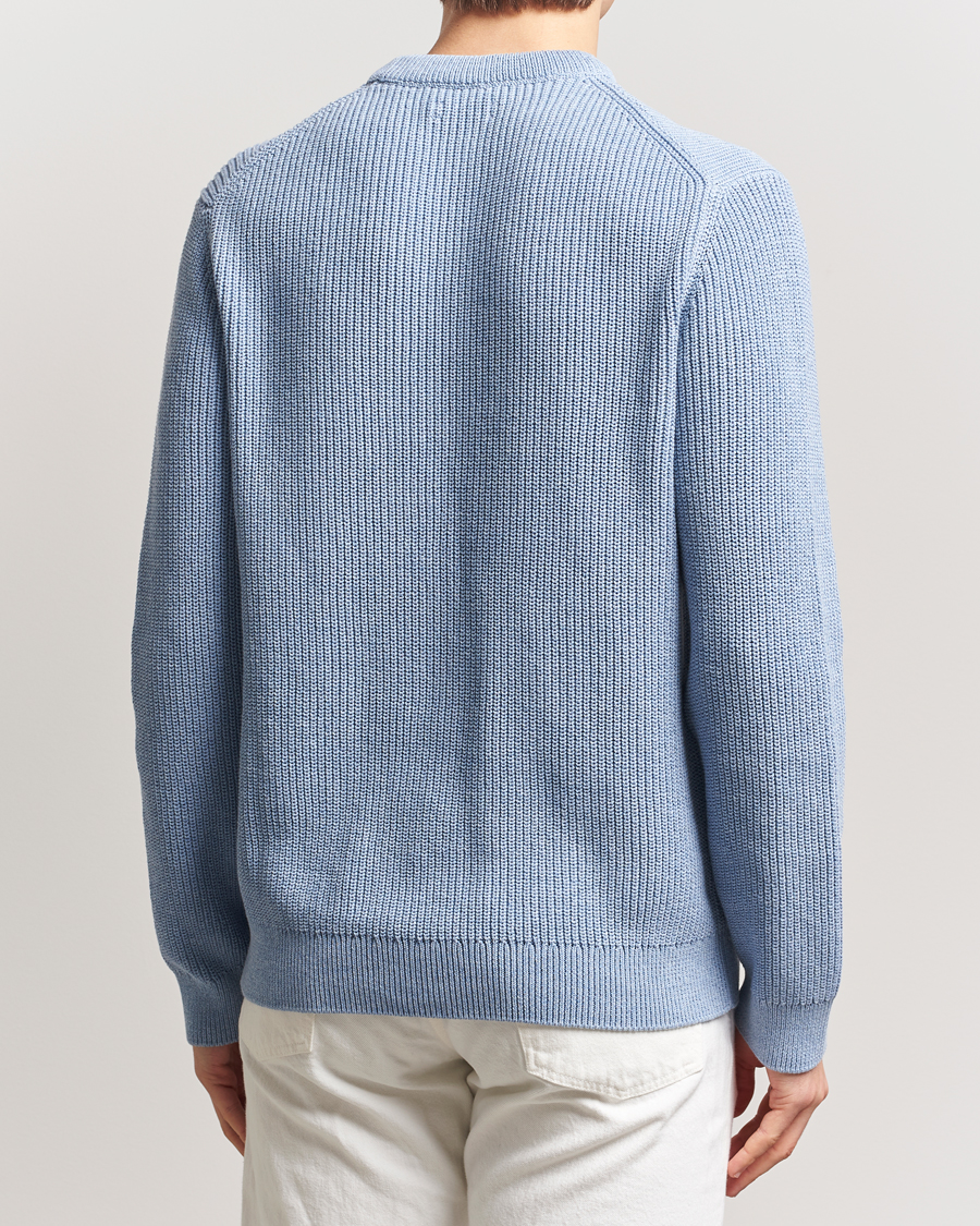 Nudie Jeans Augusti Rib Cotton Sweater Blue Melange