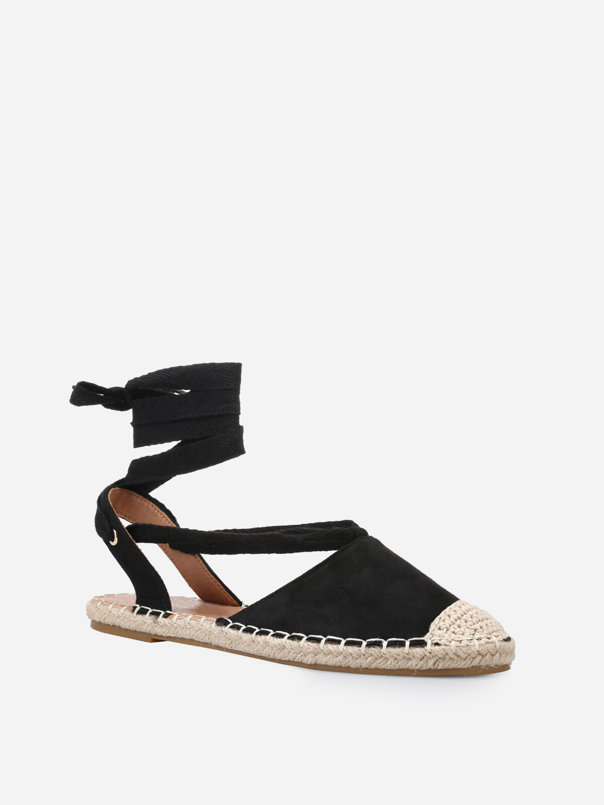 Espadrilles simili daim à lacets- Noir