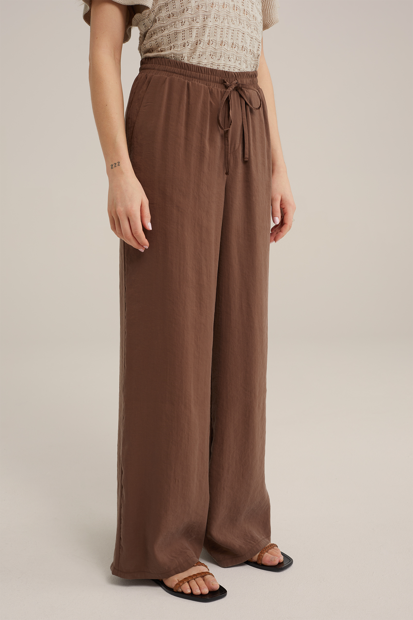 wide leg broek WE Fashion Donkerbruin