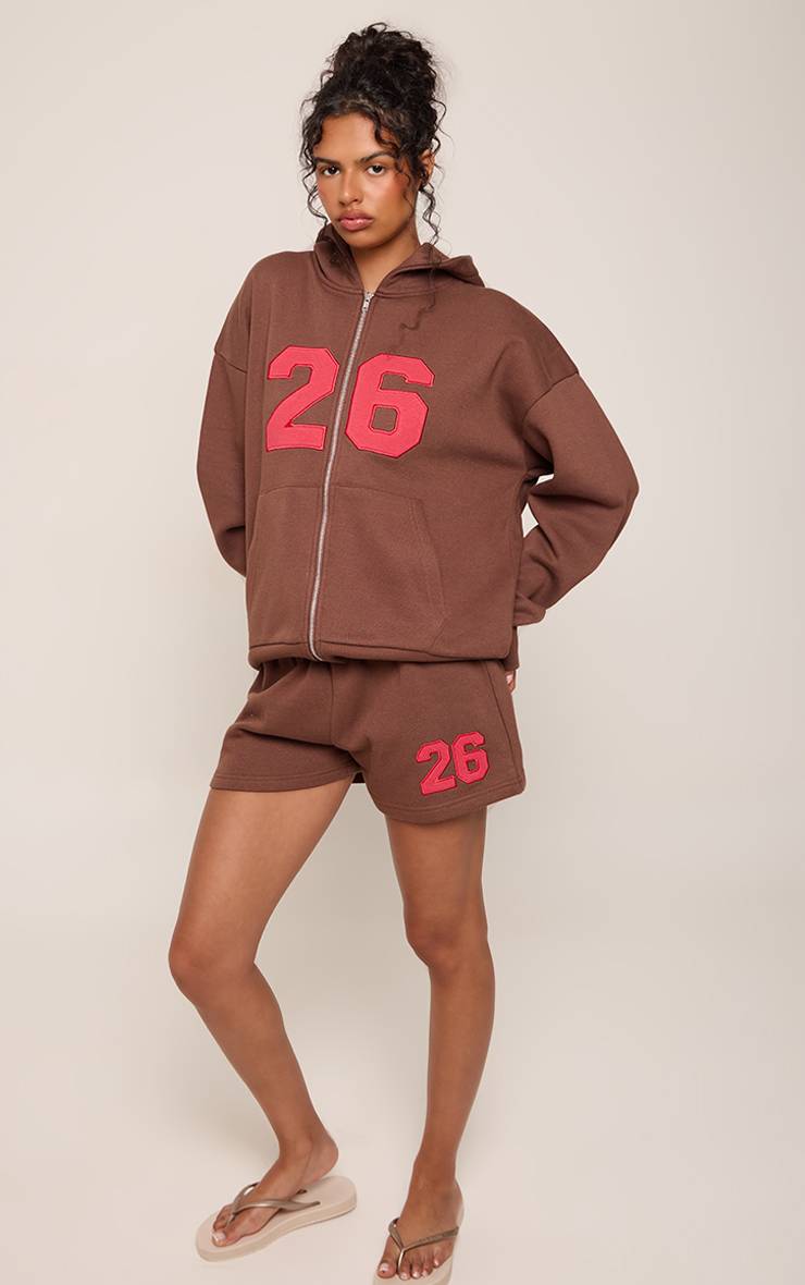 Chocolat Sweat À Casynthétiqueche Zippé Appliqué Rouge 26