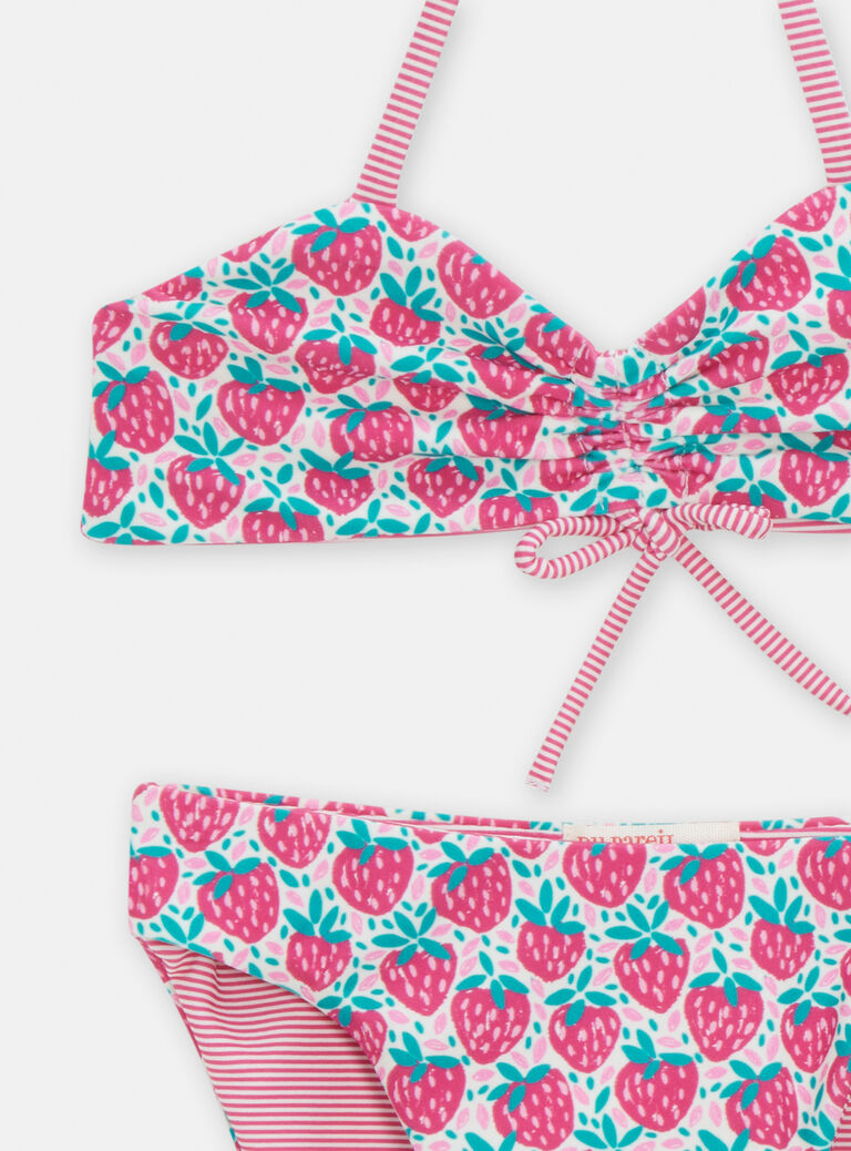 Maillot de bain 2 pièces rose réversible pour fille