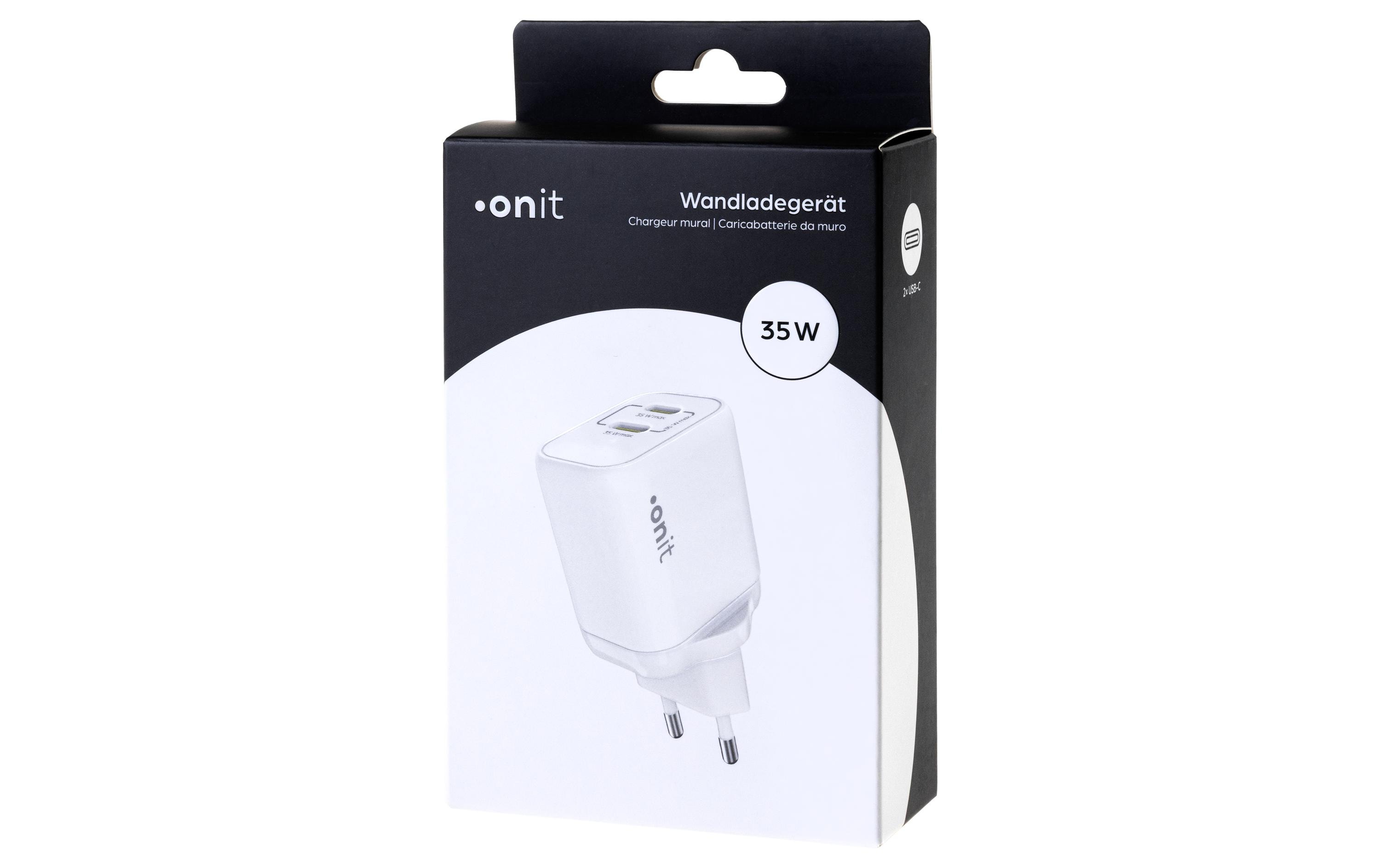 USB-Wandladegerät Dual 2C 35 W GaN WeissLadeadapter mit zwei USB-C-Ports
