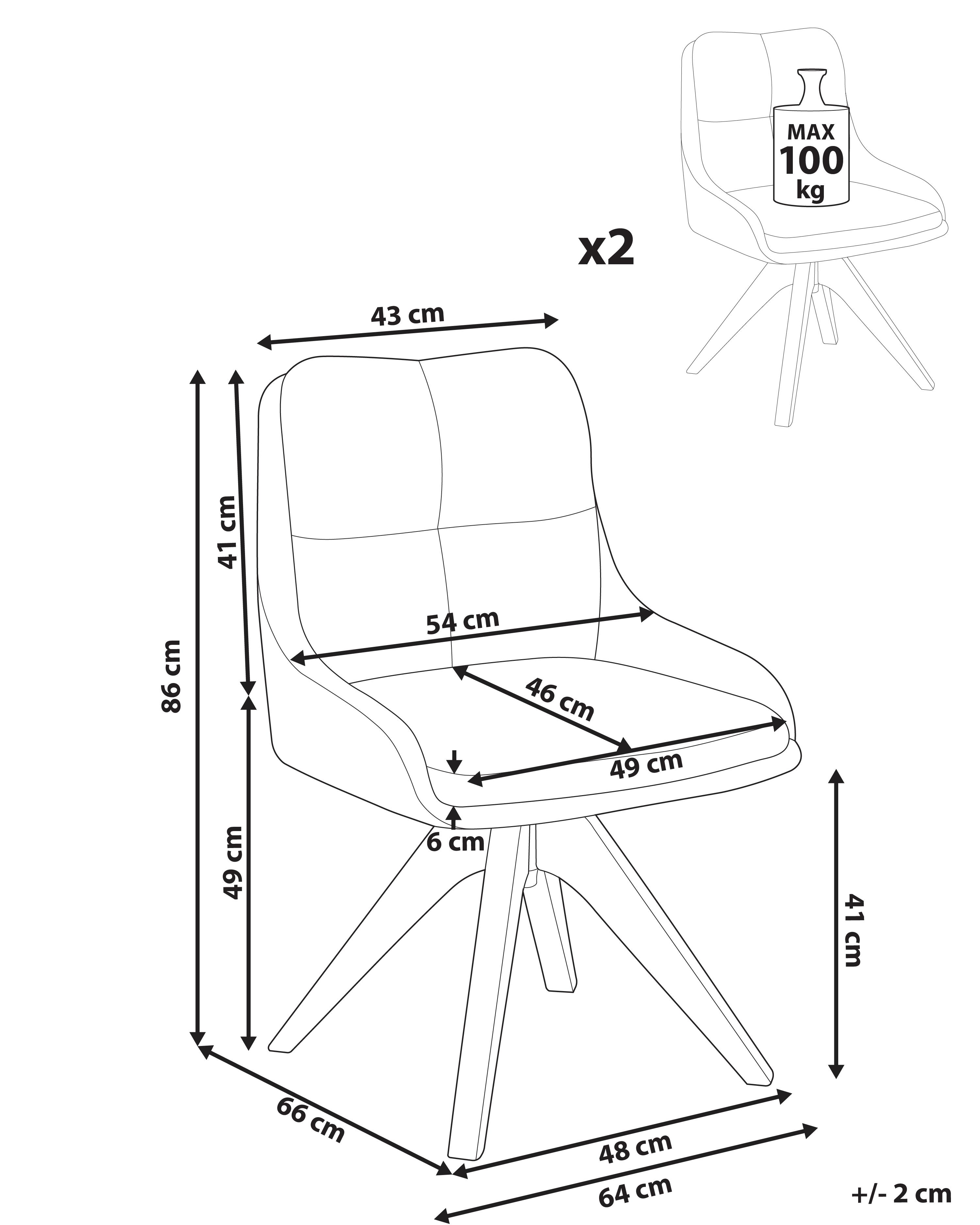 Set van 2 eetkamerstoelen draaibaar DORRIS Stof Lichtbeige