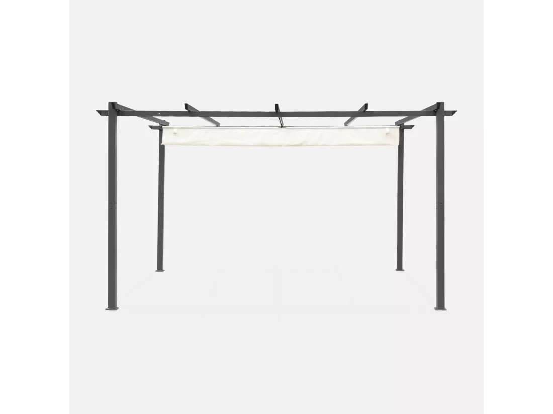 Pergola aluminium - Isla 3x4m - Toile écru- Tonnelle idéale pour votre terrasse. toit rétractable. toile coulissante. structure aluminium