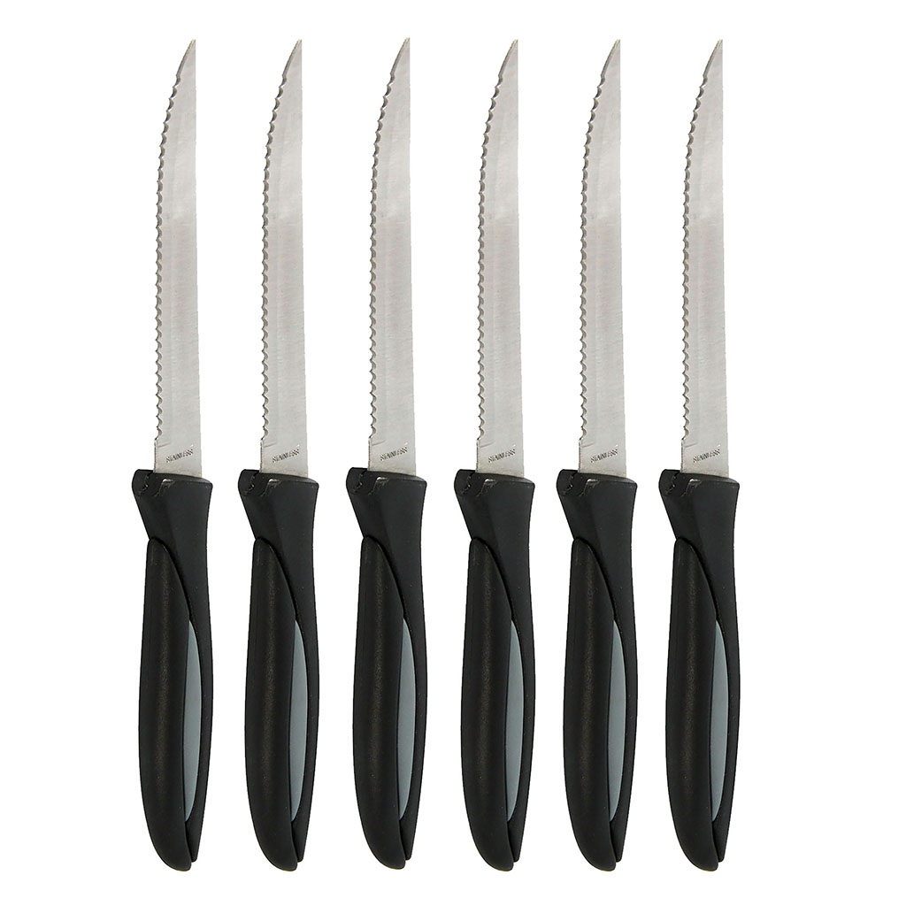 Lot de 6 couteaux à steak noir
