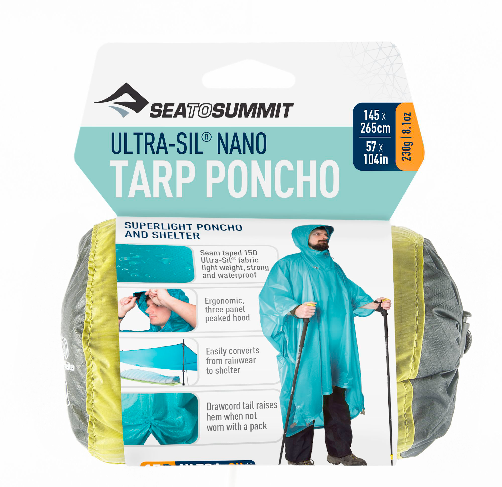 Sea to Summit Ultra-Sil Nano Tarp Poncho Regenponcho hellgrün