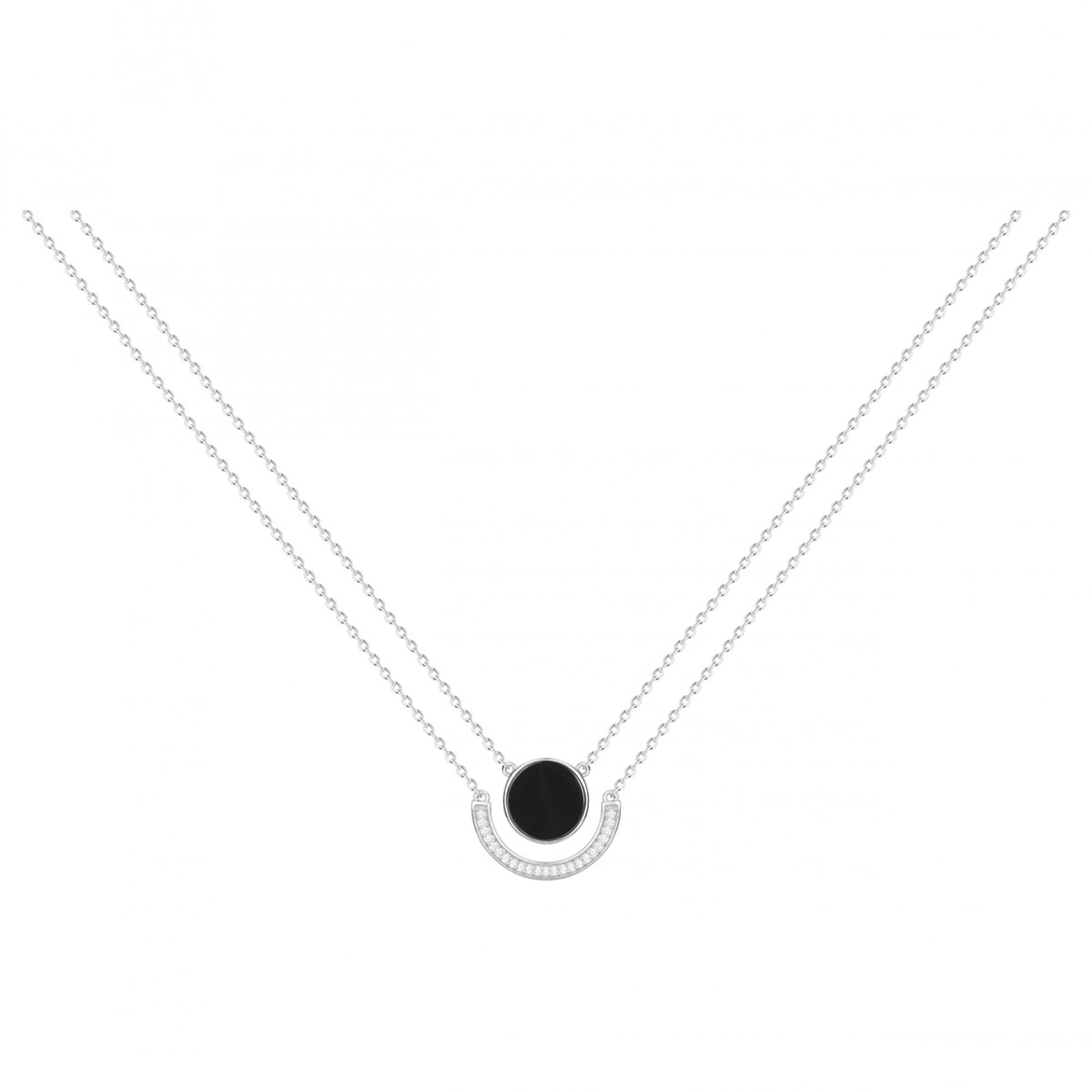 Collier multi-chaînes en Argent avec oxyde de zirconium blanc