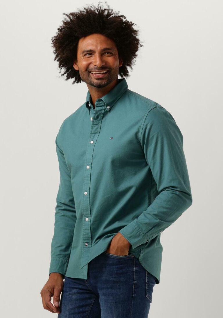 TOMMY HILFIGER groene tommy hilfiger casual overhemd pigment garment dye rf shirt