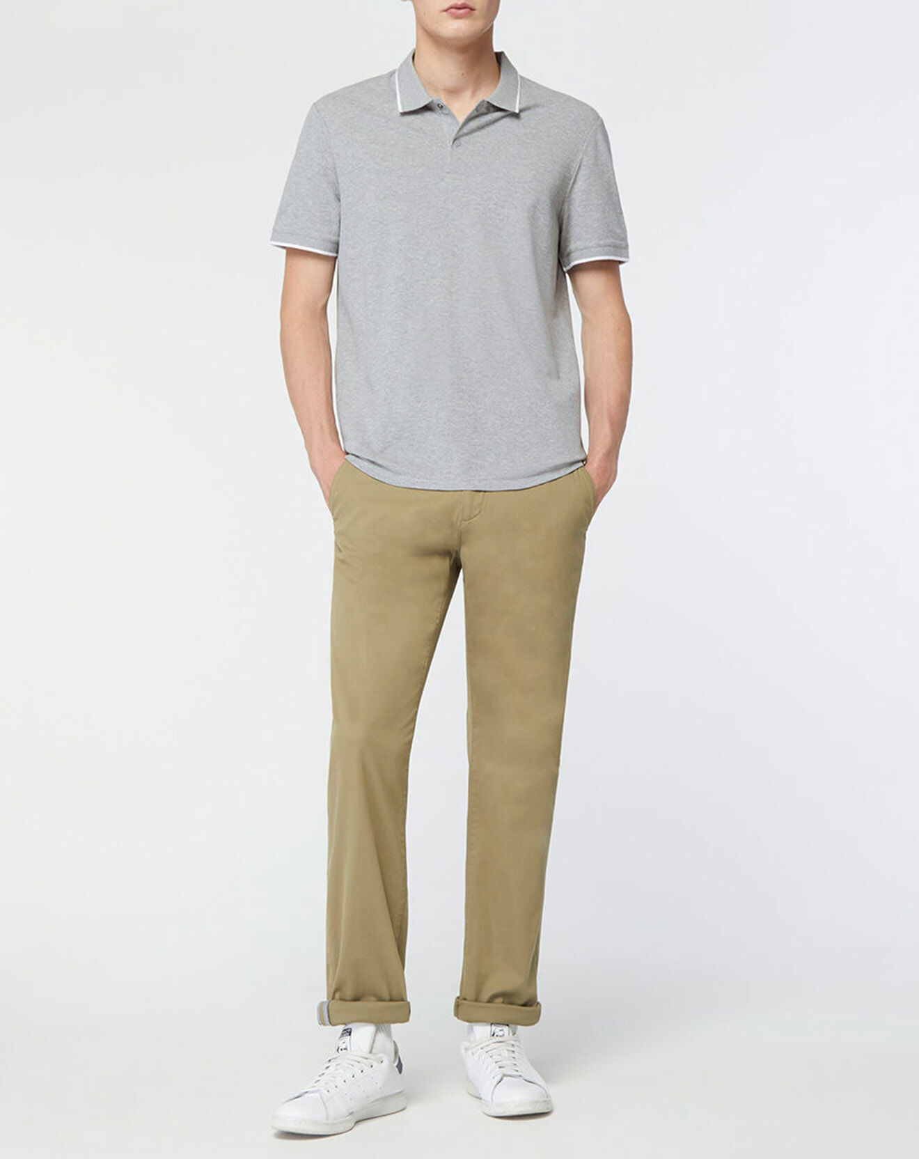 Galeries Lafayette Polo slim en Coton bio Doslim gris chiné