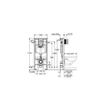 Grohe inbouwreservoir Solido 3 in 1 113 cm x 50 cm x 23 cm zwart