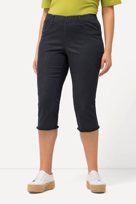 Caprihose Sienna, Fransensaum, schmales Bein, Stretch