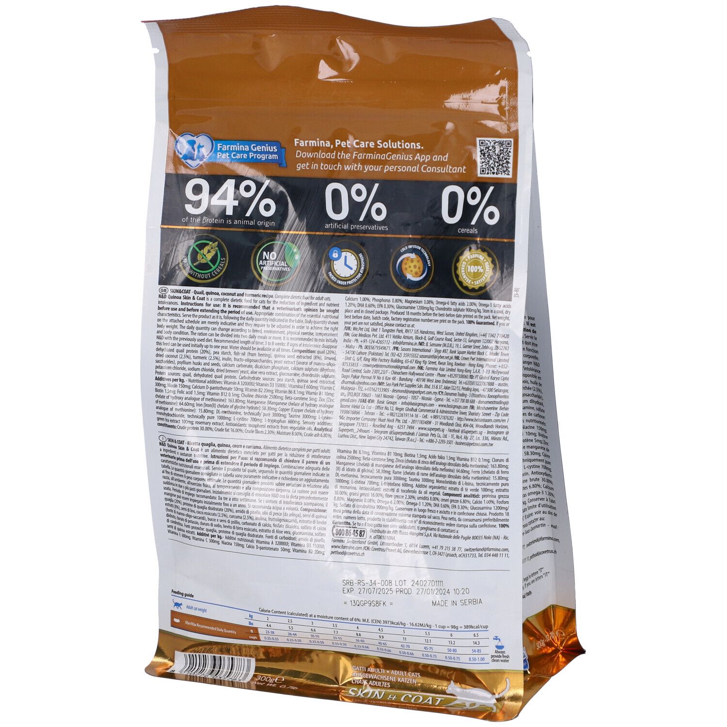 Trockenfutter Farmina N&D Quinoa Skin & Coat Wachtel - Katze Adult