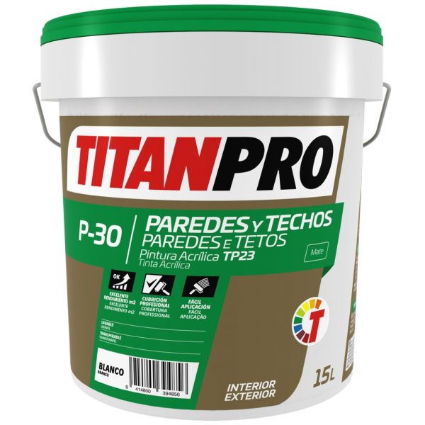 Titan P-30 Tinta Acrílica Interior Mate 15L