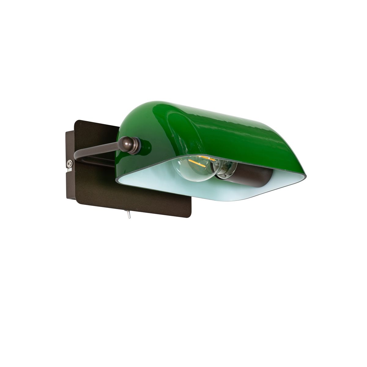 Klassieke notaris wandlamp donkerbrons met groen glas - Banker