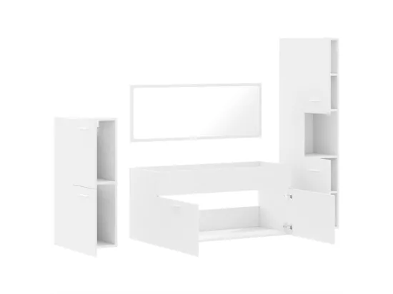 Ensemble de meubles salle de bain 4 pcs blanc bois d'ingénierie