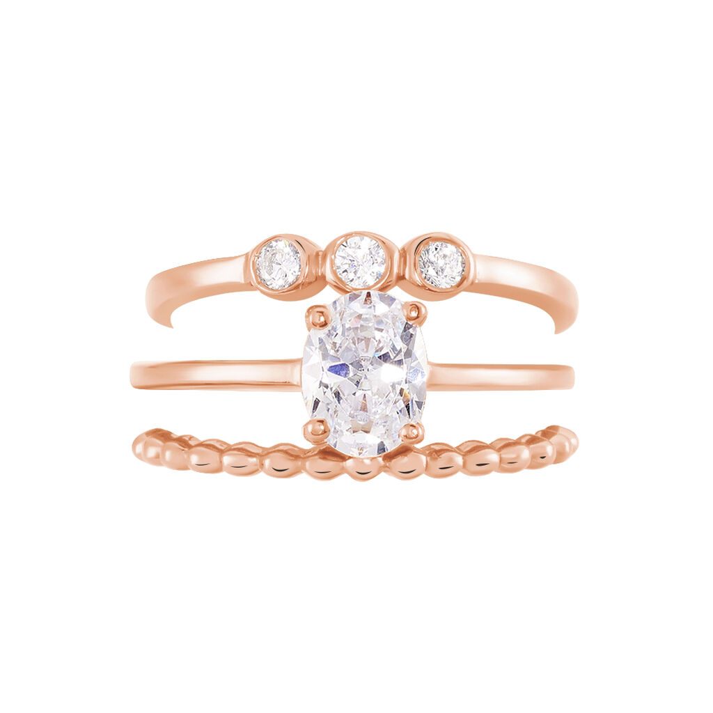 Bague Solitaire Tavira Argent Rose Oxyde De Zirconium