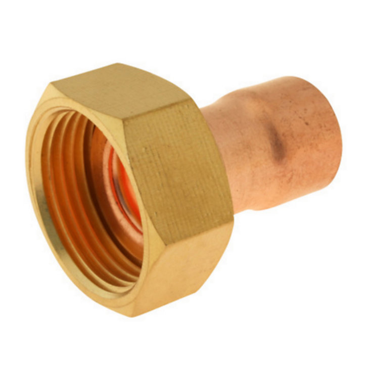 Raccord collet battu cuivre droit à souder sur tube cuivre Ø16 - sortie écrou tournant femelle 20/27 (3/4