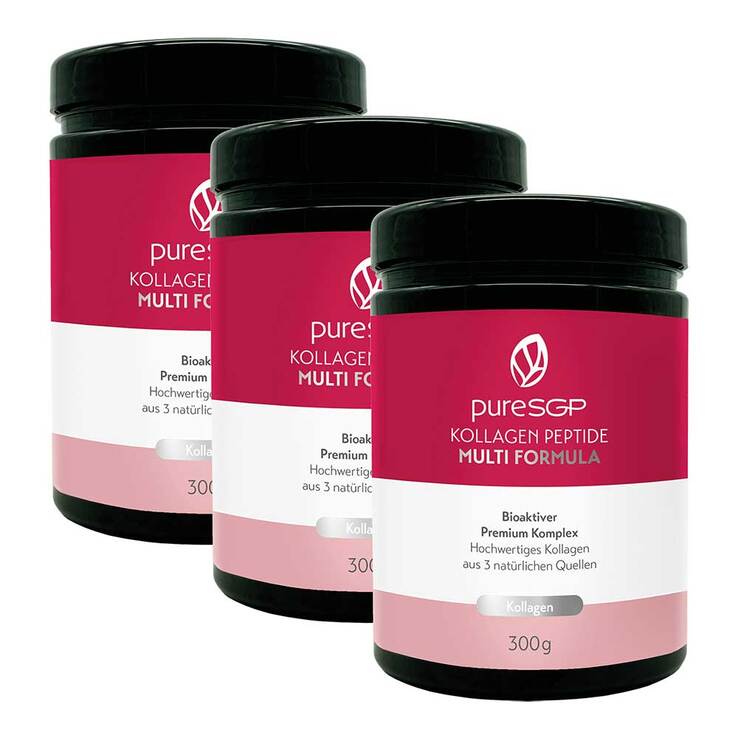 Puresgp Kollagen Peptide Multi Formula Pulver, 3x300 g