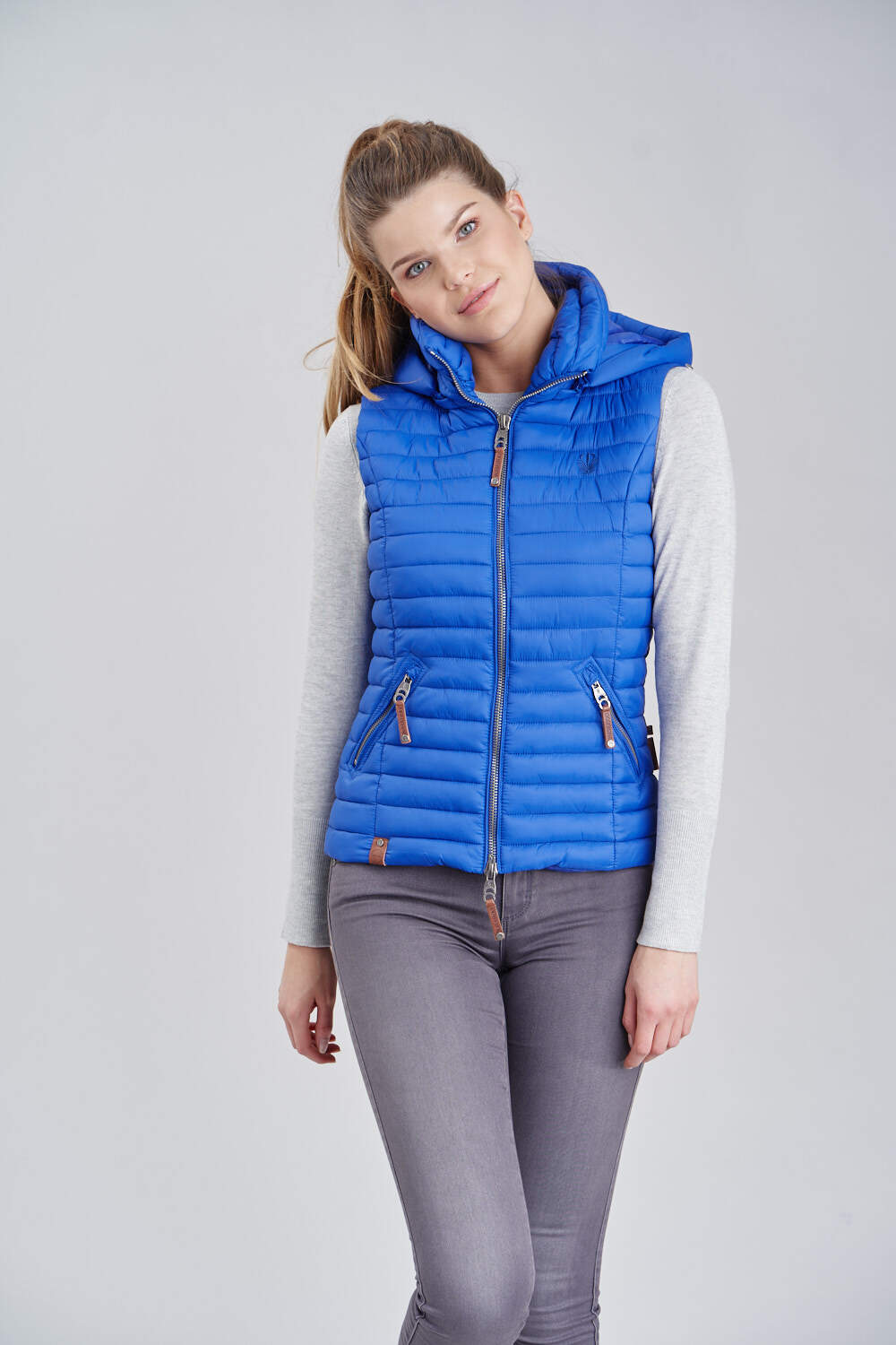 NAVAHOO Damen Designer Steppweste ärmellose Weste mit Kapuze Shadaa