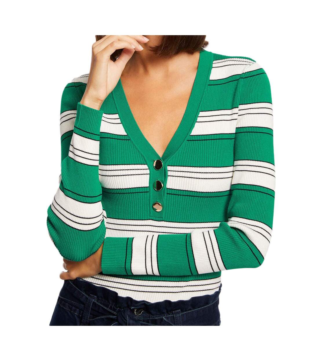 Pull Vert à rayures Femme Morgan Minou