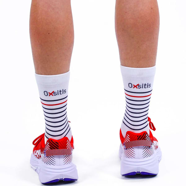 Manchon de compression OXSITIS SOCKS BBR BLANC BLEU ROUGE