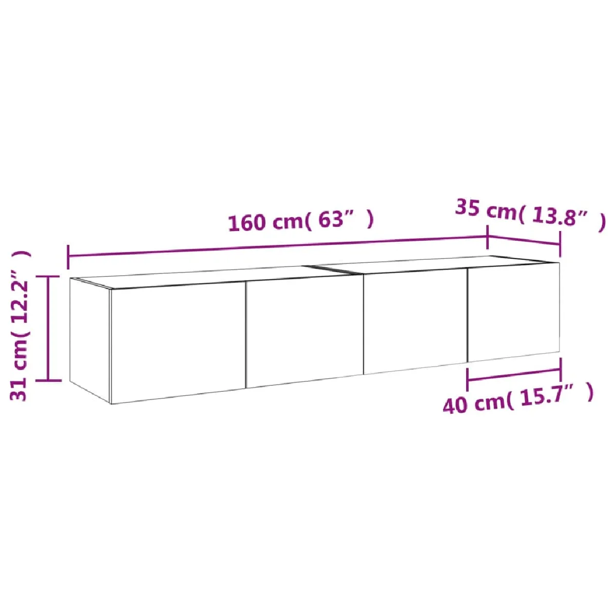 vidaXL Meubles TV muraux LED - 2 pcs - Gris Béton