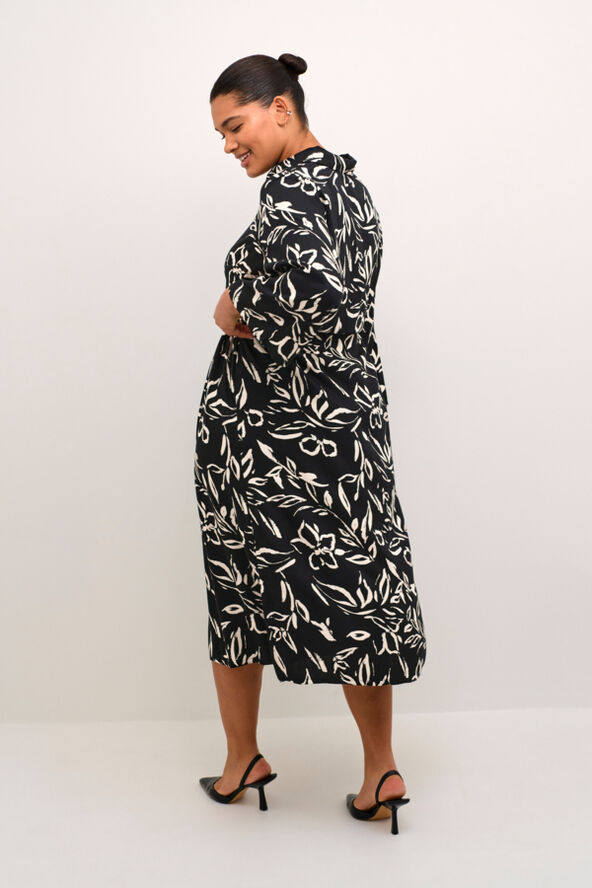 Kaffe Curve KCflora Shirt Dress Black/sand painted flower