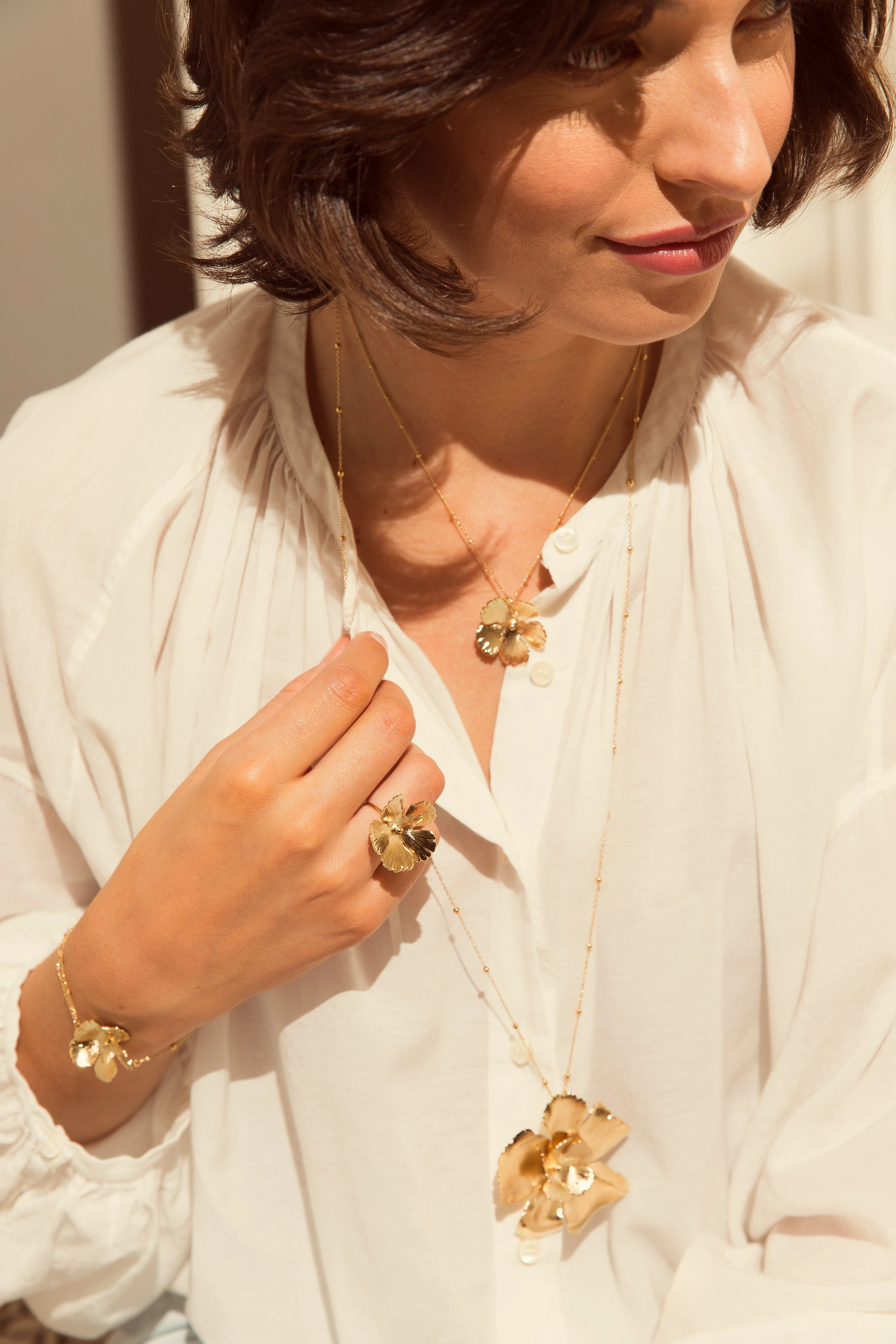 ORPHÉE - Maxi bague fleur plaqué argent | Doré