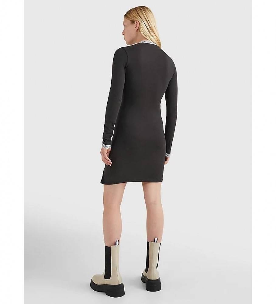 Vestido justo preto com logo da Tommy Jeans