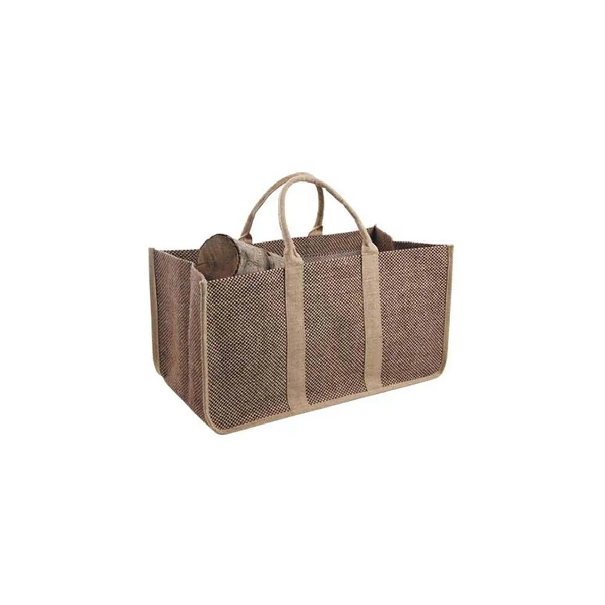 Aubry Gaspard Sac à bûches en toile de jute anses beiges